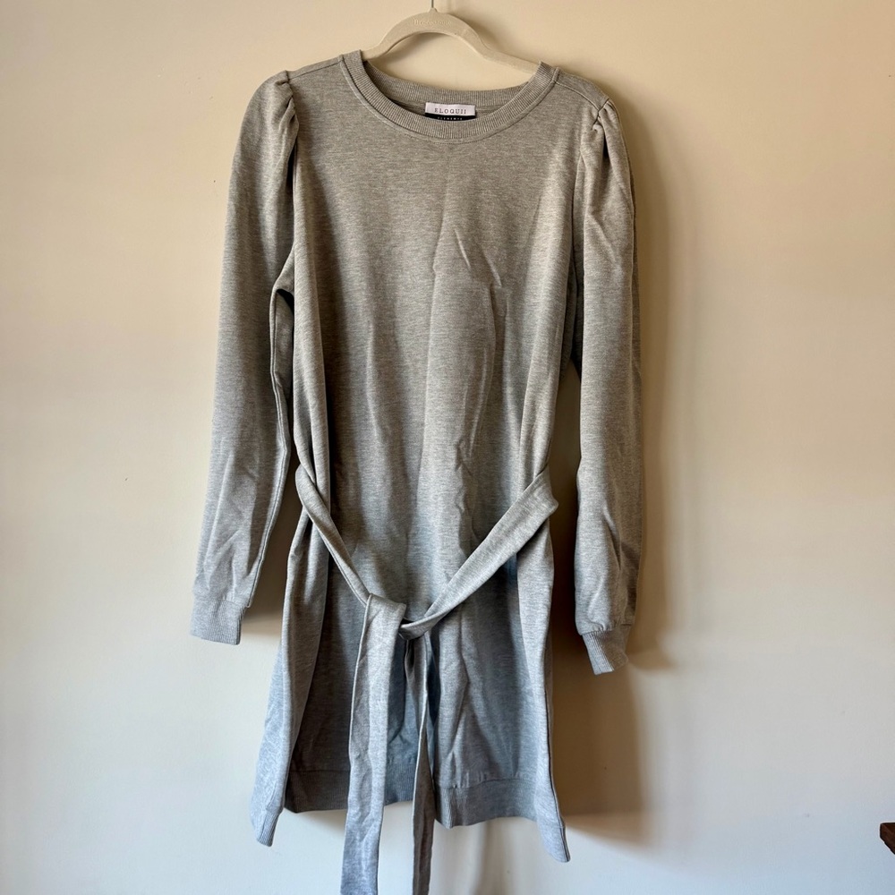 ELOQUII Elements Plus Size Puff Sleeve Sweatshirt Dress with Belt Size 14/16 NWT